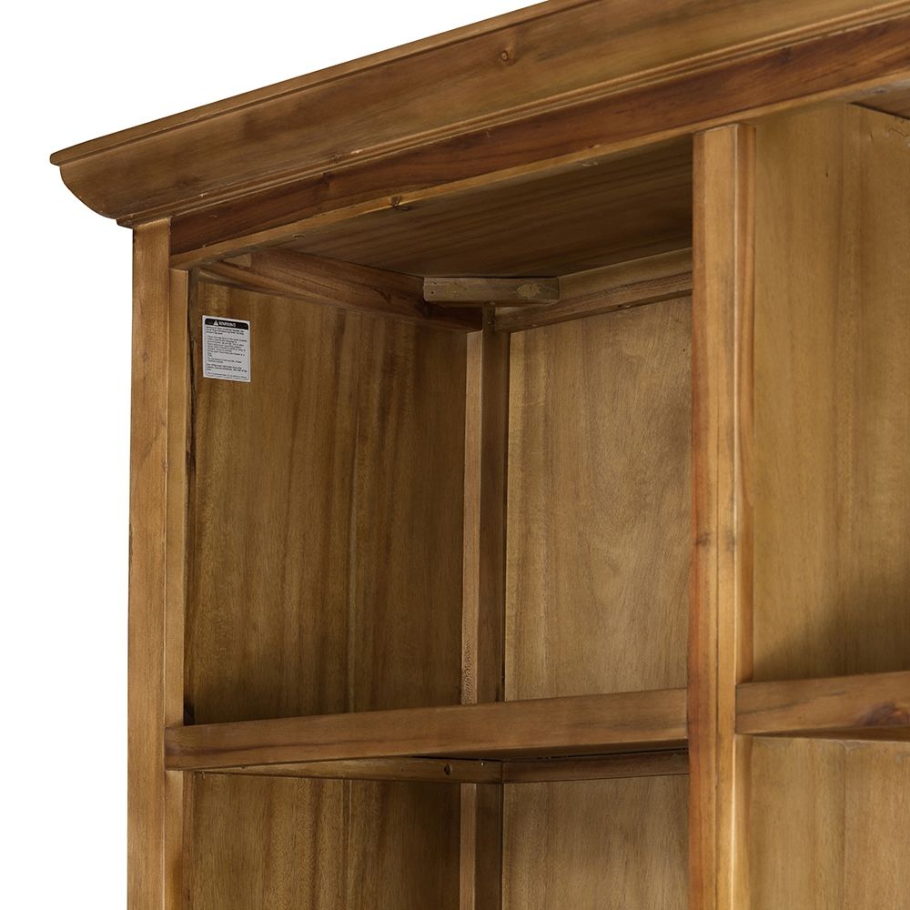 French Country Wood Cabinet Bookcase with Solid Acacia Construction - Light Brown or White