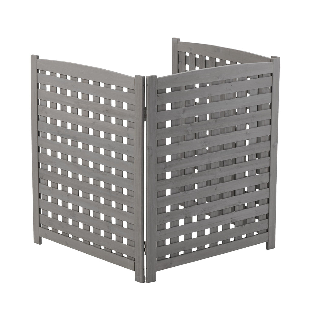 3 Panel Outdoor Air Conditioner Fence Screen with Solid Wood - Light Brown or Dark Gray