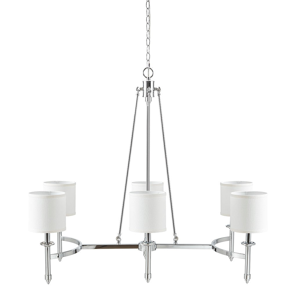 6-Light Chandelier with Fabric Drum Shades - Iron & Polyester