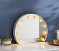 Hollywood Vanity Mirror with Contemporary Metal, Wood & Mirror Construction - White