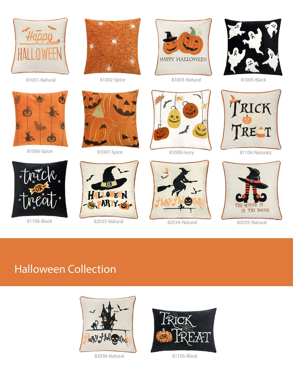 Embroidered Halloween Lumbar Pillow with Festive Designs - Black