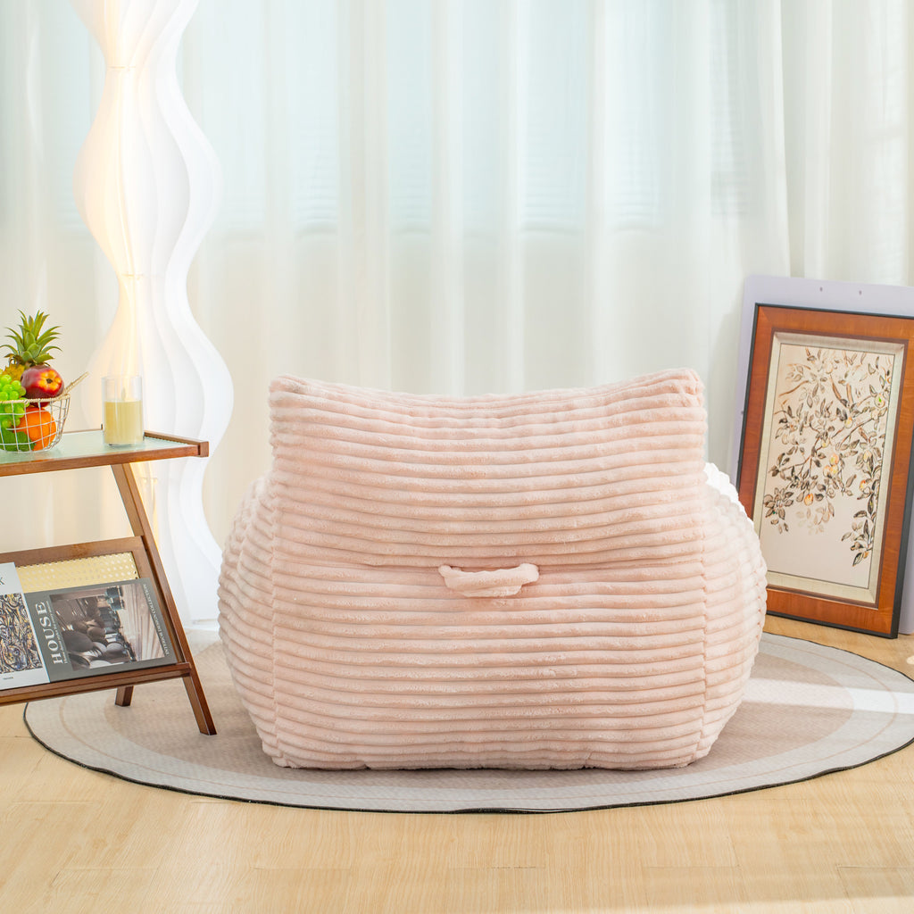 Oversized Corduroy Bean Bag Chair with Armrests - Neutral