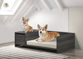 Wide Comfy Pet Bed with Cushion and Side Storage Compartment - Ash Gray