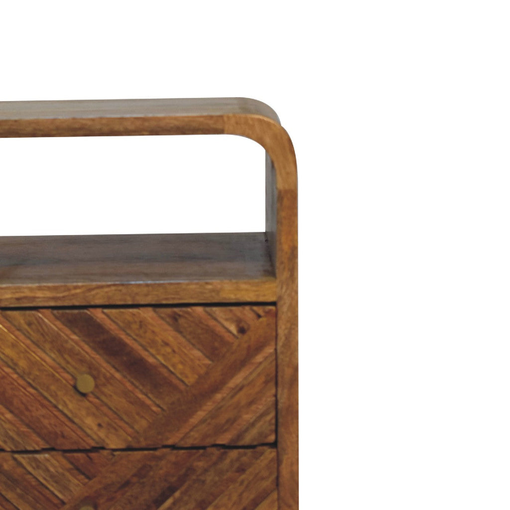 Solid Wood Mini Lille Curved Nightstand with Nordic Legs - Natural Finish