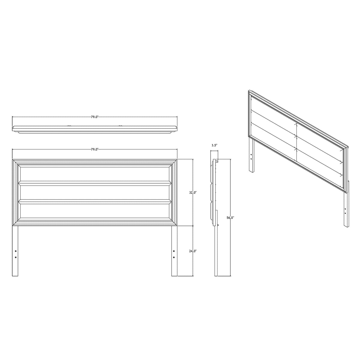 Gray Platform Bed with LED Headboard - Solid Wood