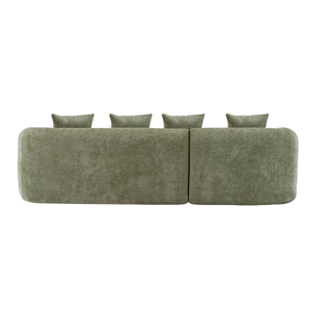 Modular L-Shape Sectional Sofa with Curved Chaise - Green, Beige, Gray