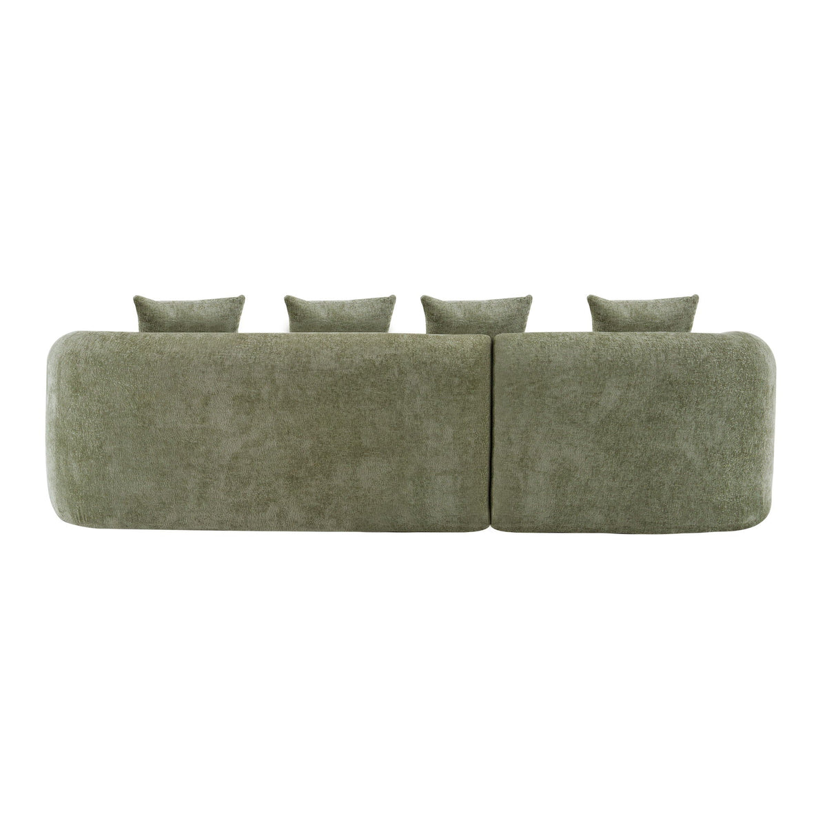 Modular L-Shape Sectional Sofa with Curved Chaise - Green, Beige, Gray
