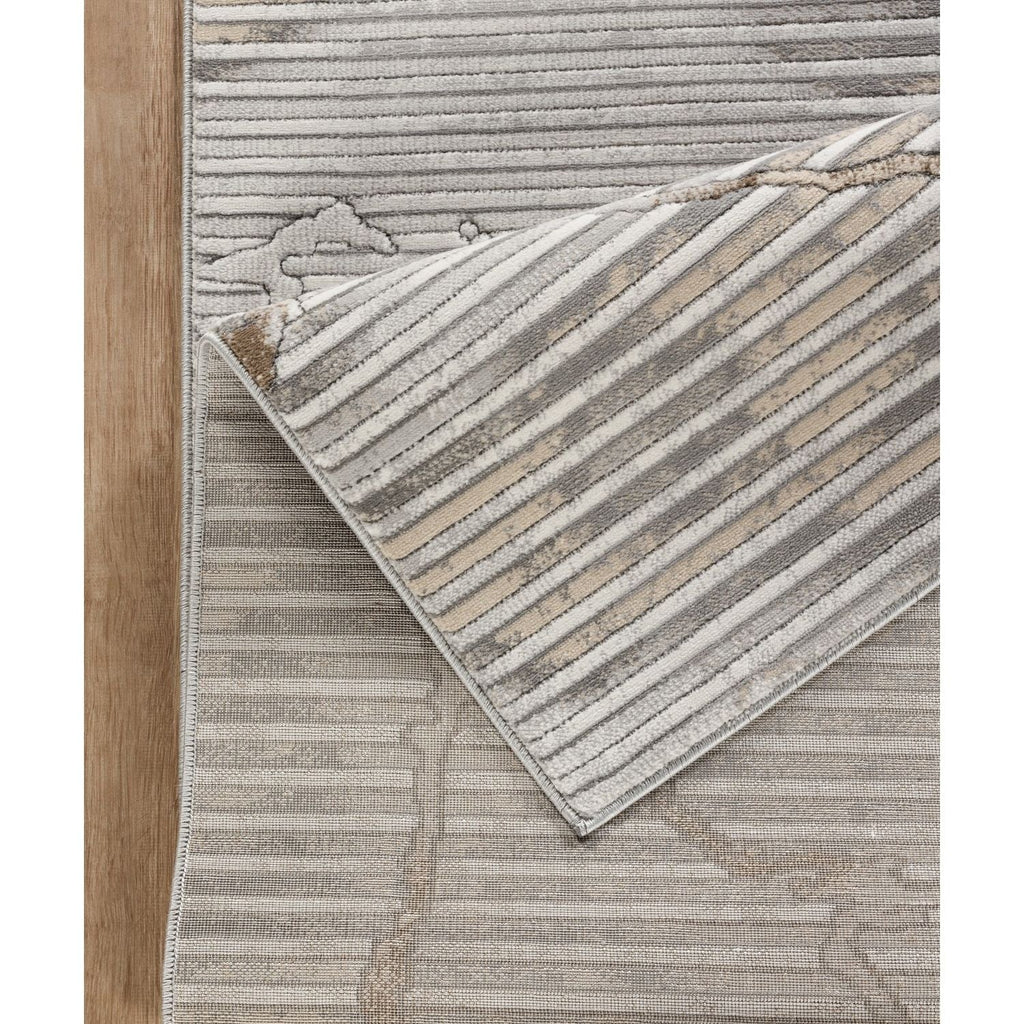Geometric Area Rug with 3D Effect - Ivory / Gray