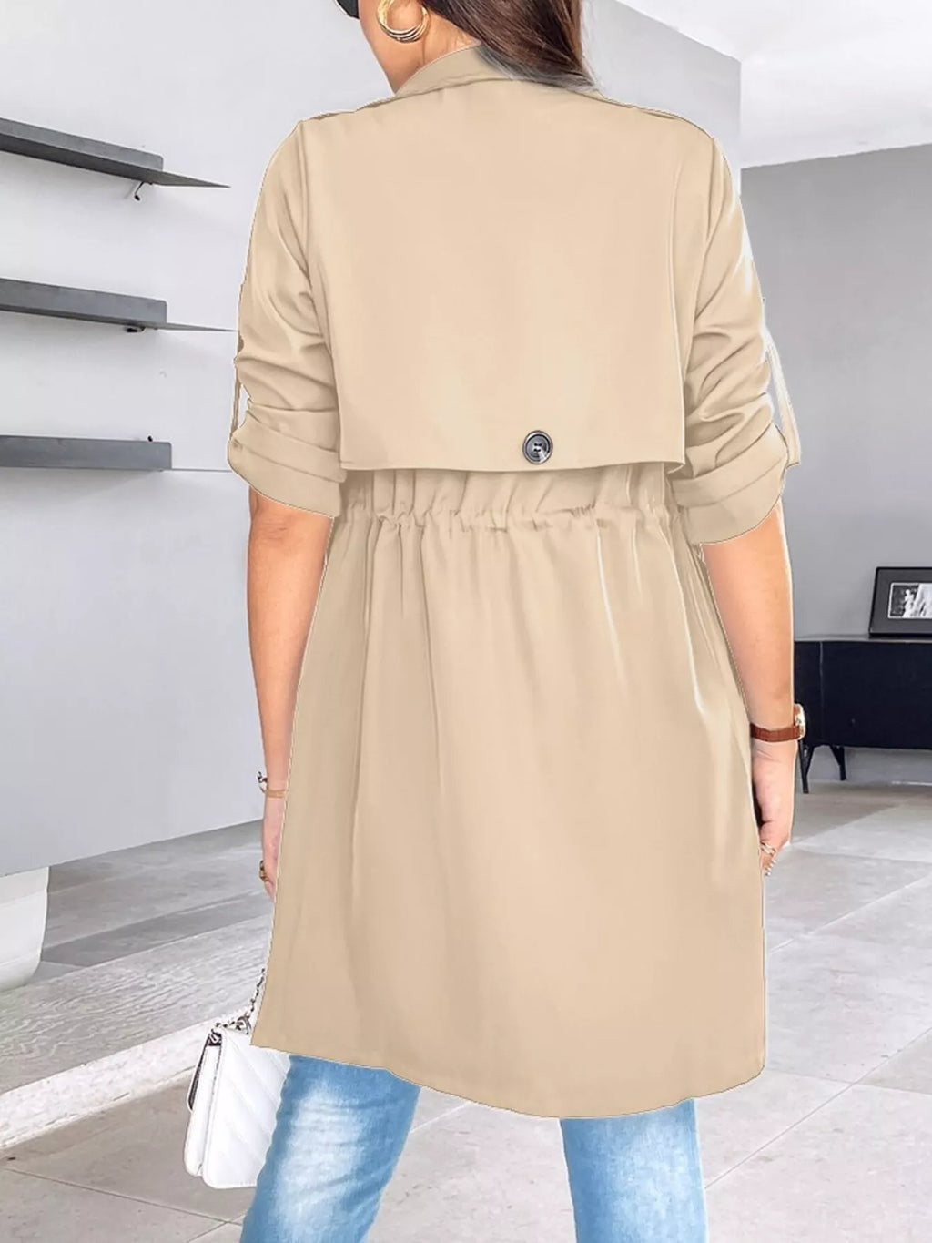 Drape Collar Lightweight Trench Coat