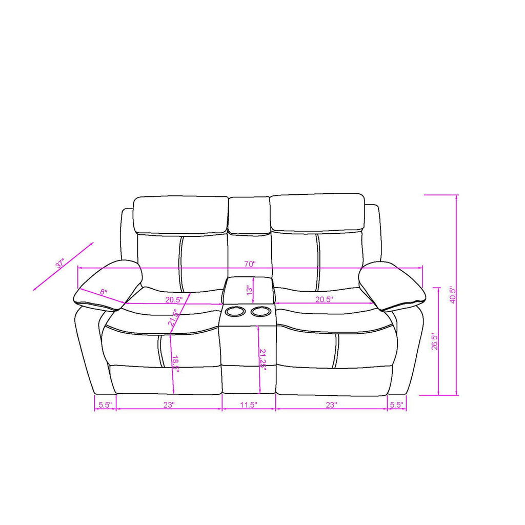 Blanche - Console Reclining Loveseat With LED Lights And Speakers