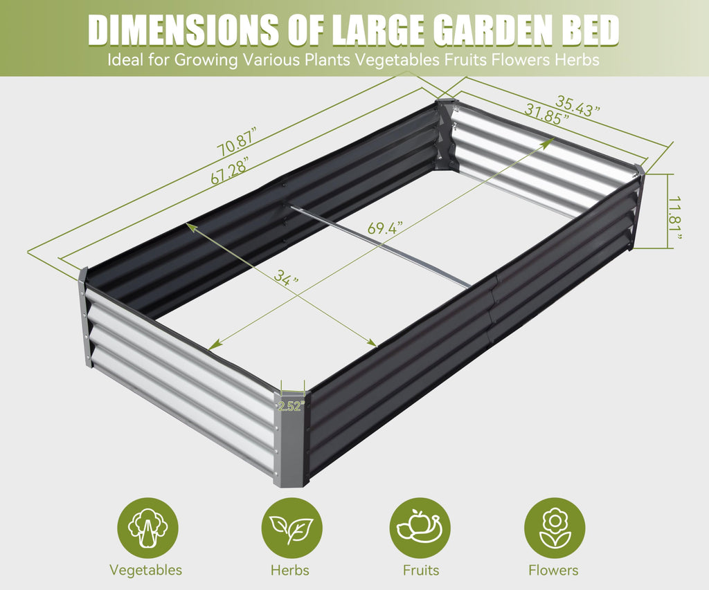 Galvanized Raised Garden Bed with Durable Steel Construction - Silver
