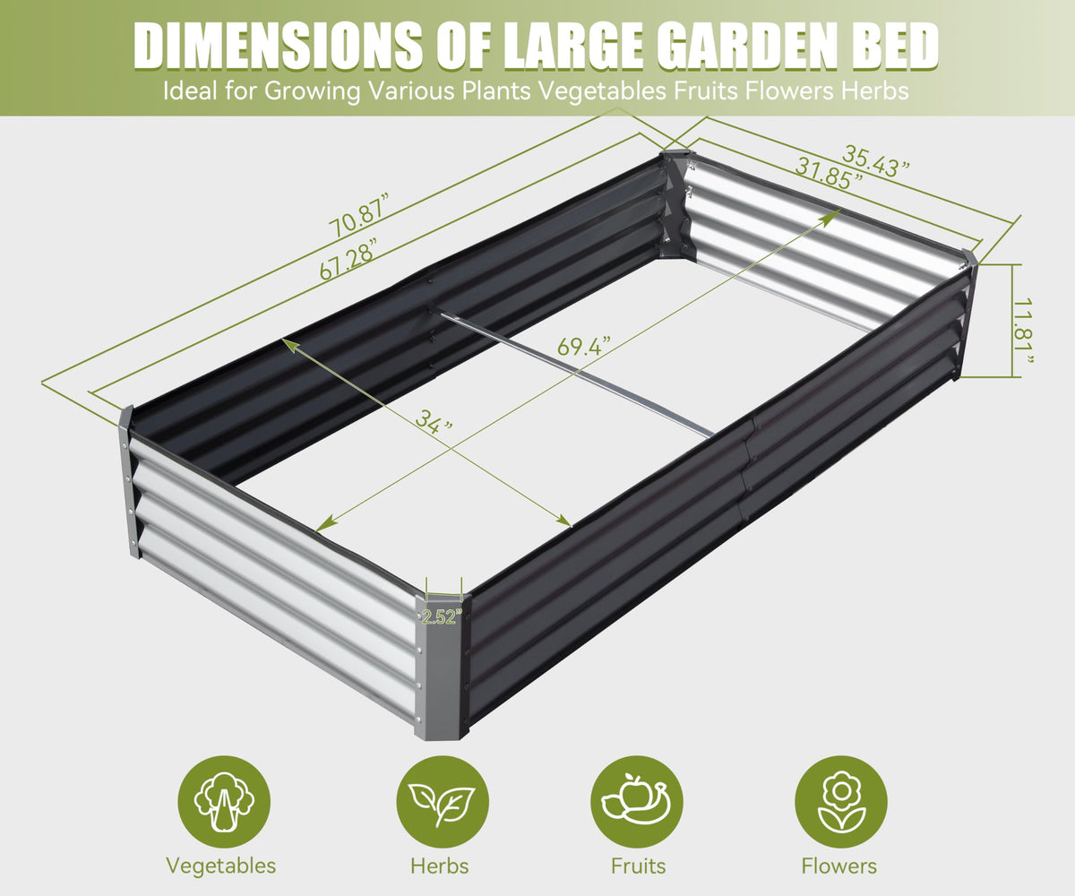 Galvanized Raised Garden Bed with Durable Steel Construction - Silver