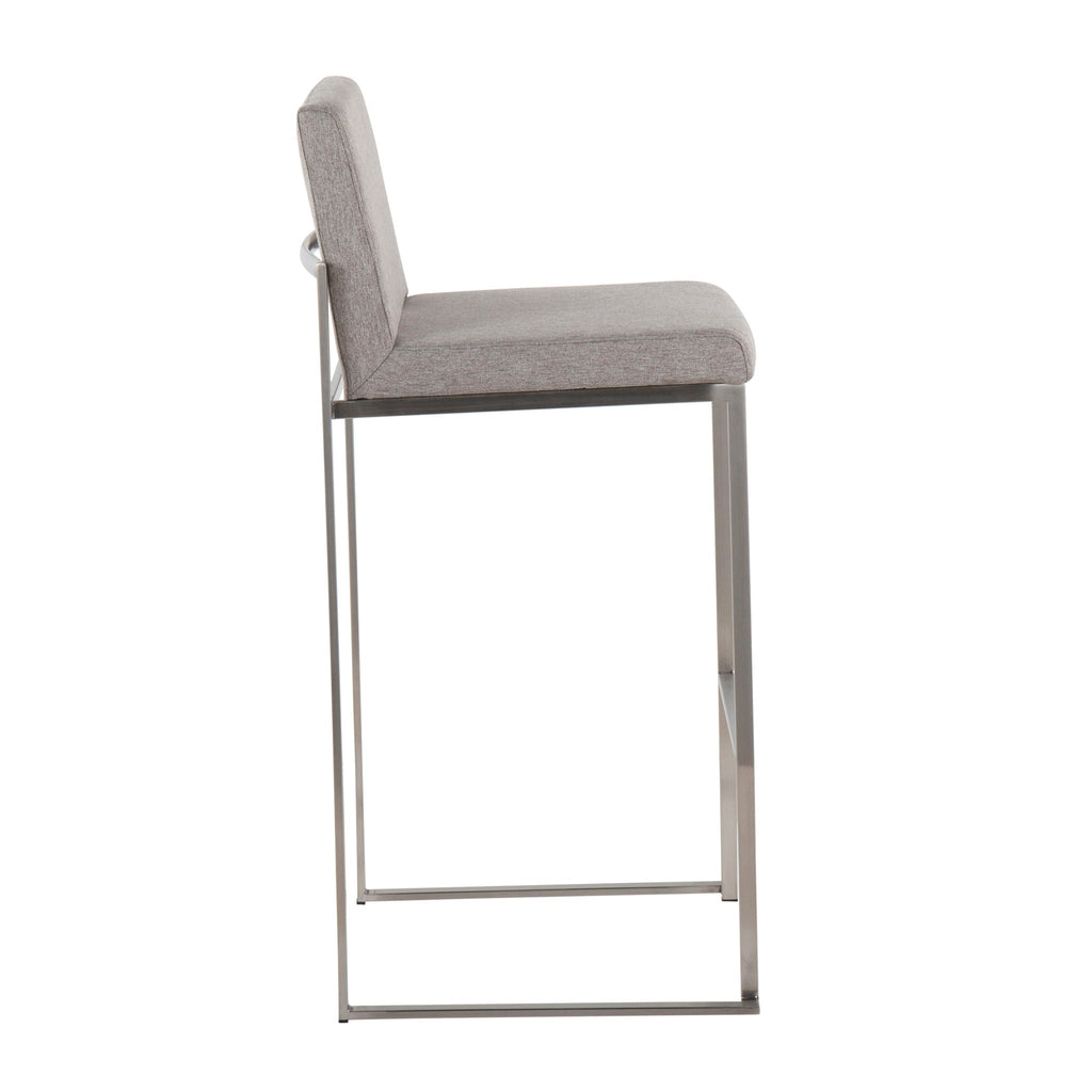 Contemporary High Back Barstool Set with Upholstered Seat – Multiple Colors