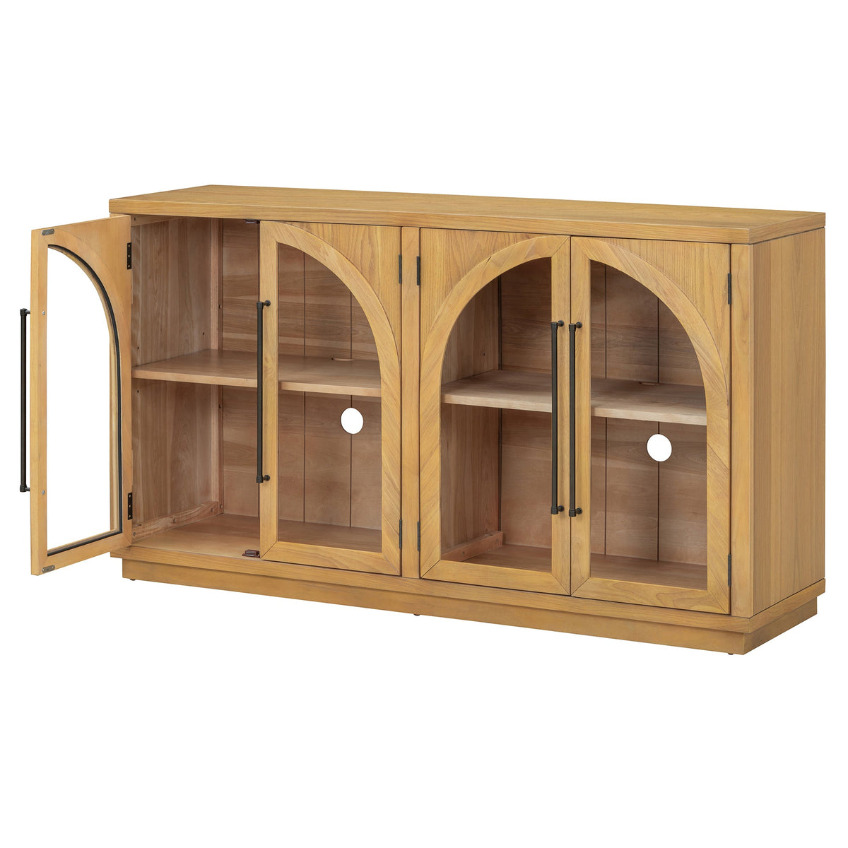Large 4-Door Sideboard Buffet Cabinet with Glass Doors - TREXM