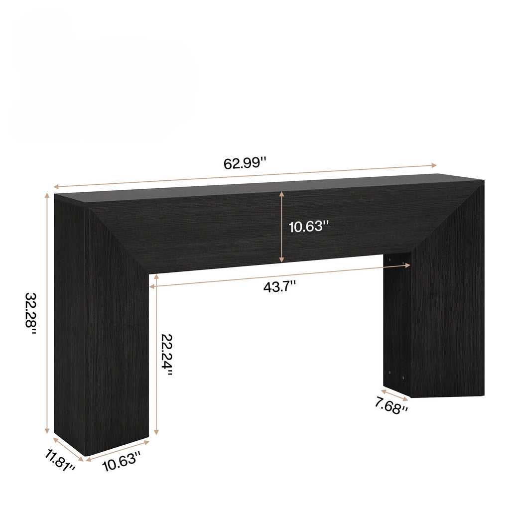 Extra Long Solid Wood Console Table with Slim Profile - Matte Black