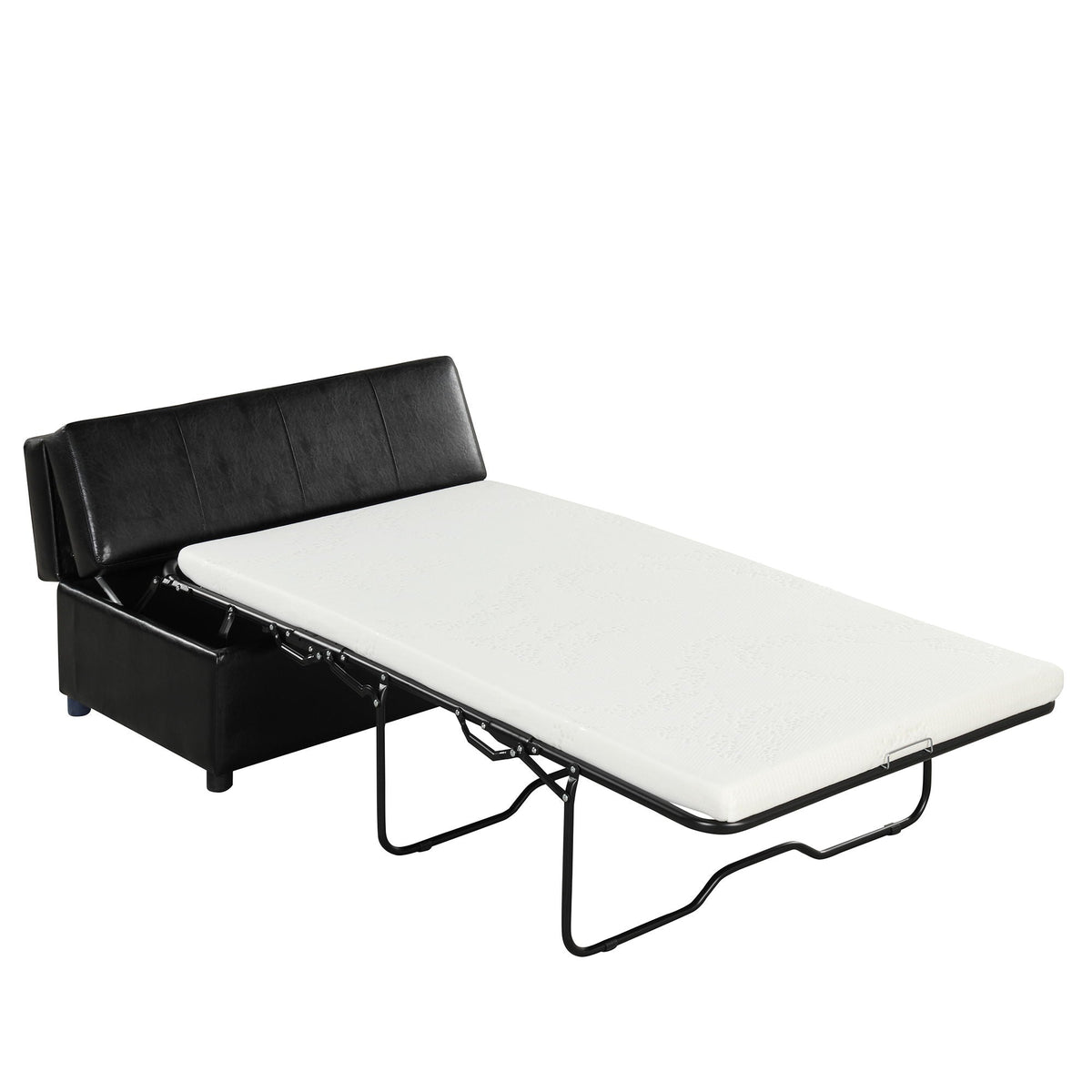 Twin Size Folding Ottoman Sleeper Bed with Mattress - Light Brown, Black, Dark Gray, White