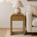 Curved Table with Minimalist Design and Storage - Walnut Brown or Black