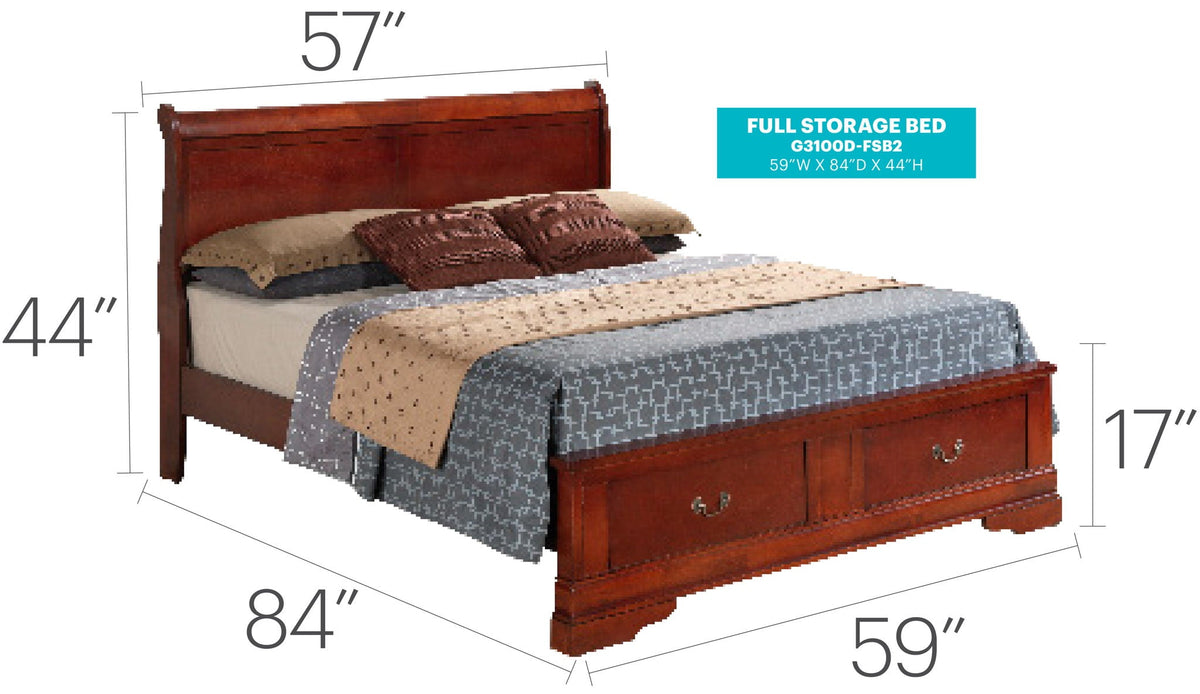 Upholstered Panel Sleigh Storage Bed with Dove Tail Drawers - Multiple Colors
