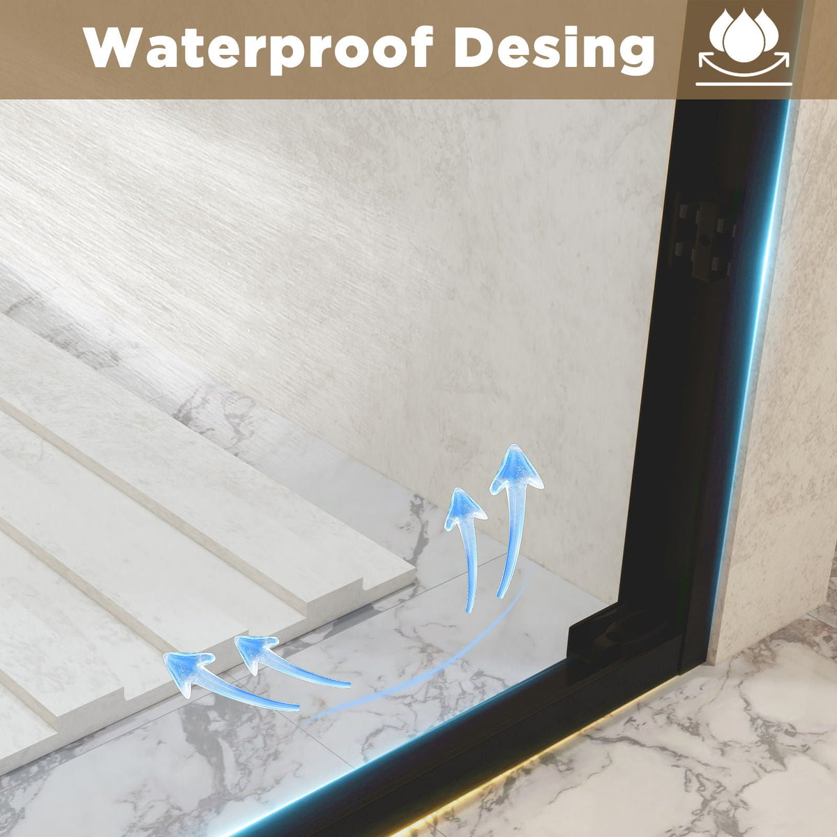 Double Sliding Shower Door with Explosion Proof Film - Black, Gray, or Dark Gray