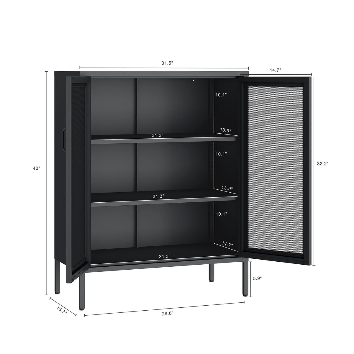 Metal Accent Cabinet with Adjustable Shelves - Black, Green, or White