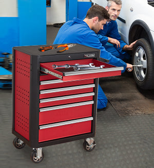 7-Drawer Rolling Tool Chest with Locking Wheels - Black+Red