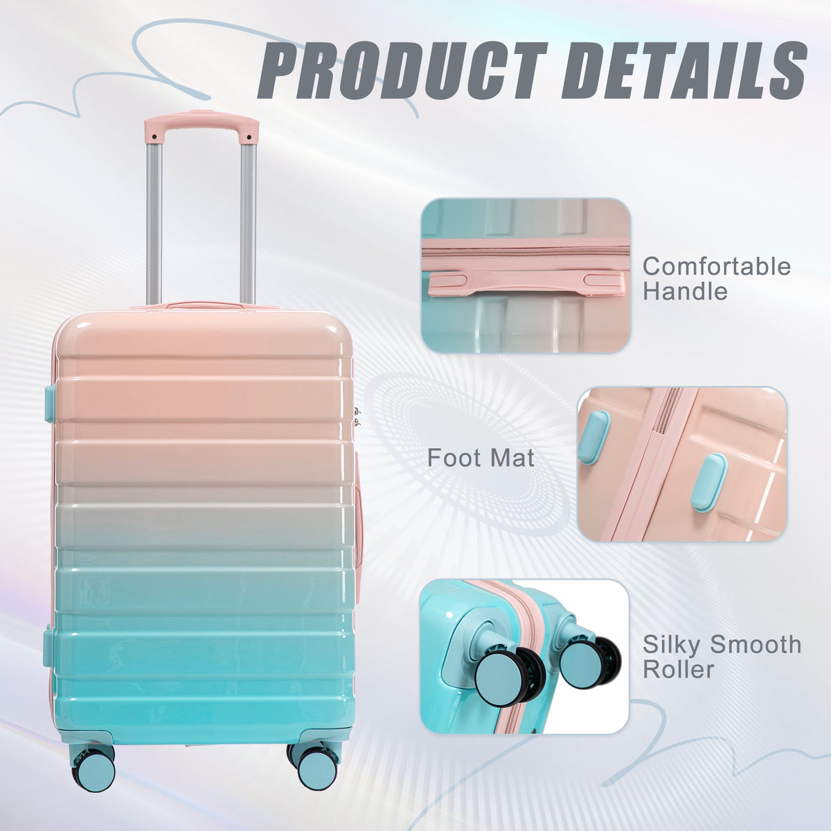 Gradient Color Hard Case Luggage 3-Piece Set with Spinner Wheels