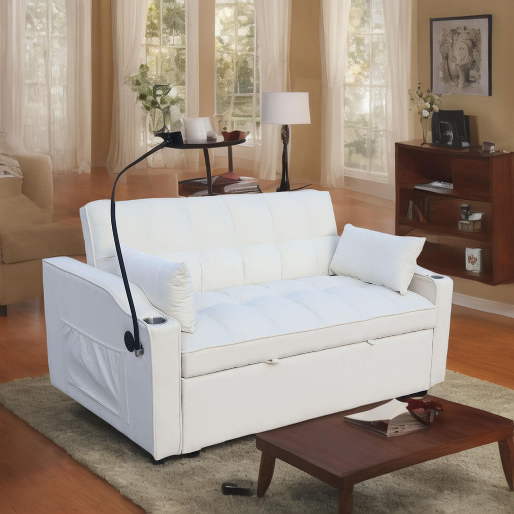 Modern Loveseat Futon Sofa with Pullout Bed and Adjustable Backrest - Multiple Colors
