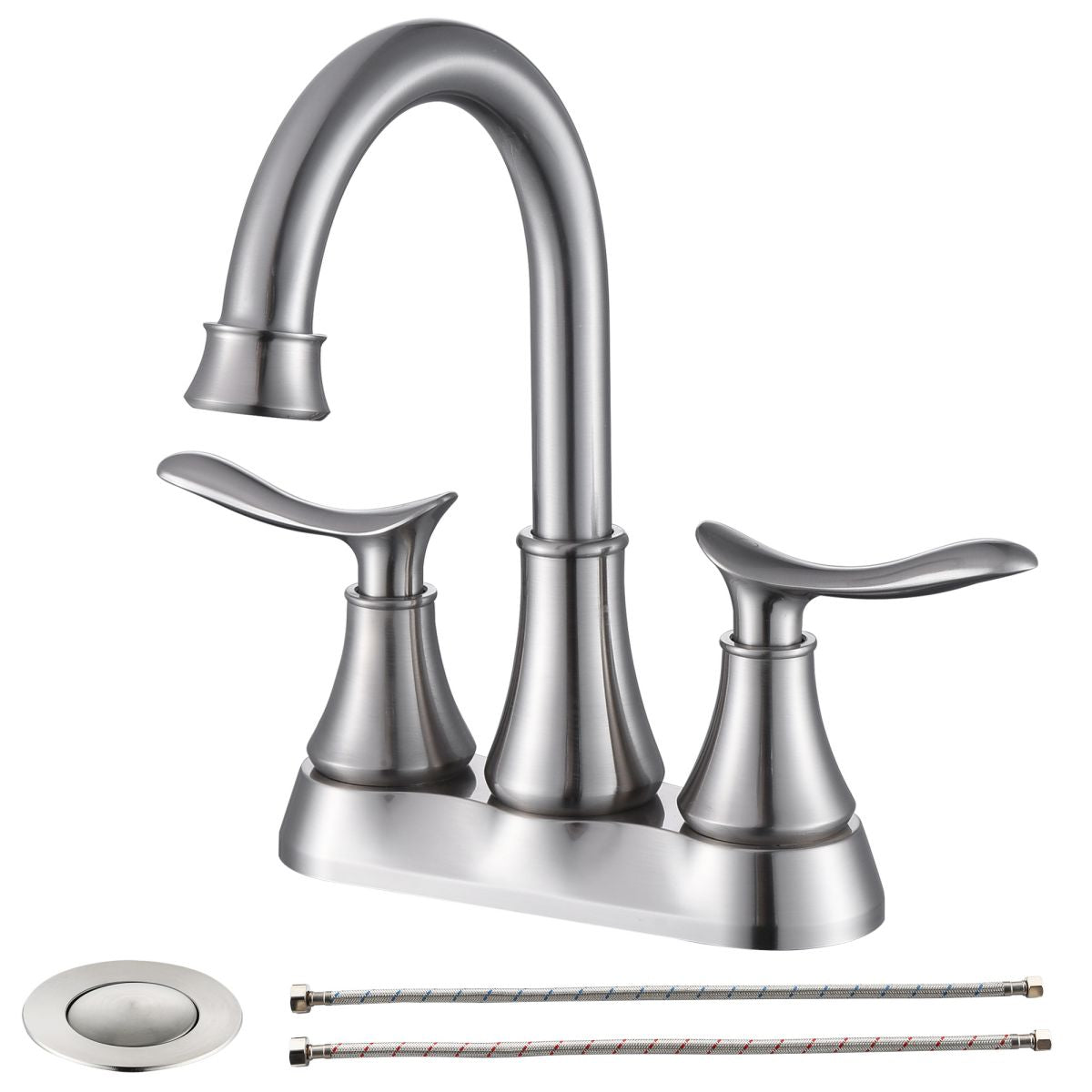 2-Handle 4-Inch Bathroom Faucet with Pop-Up Drain - Brushed Nickel