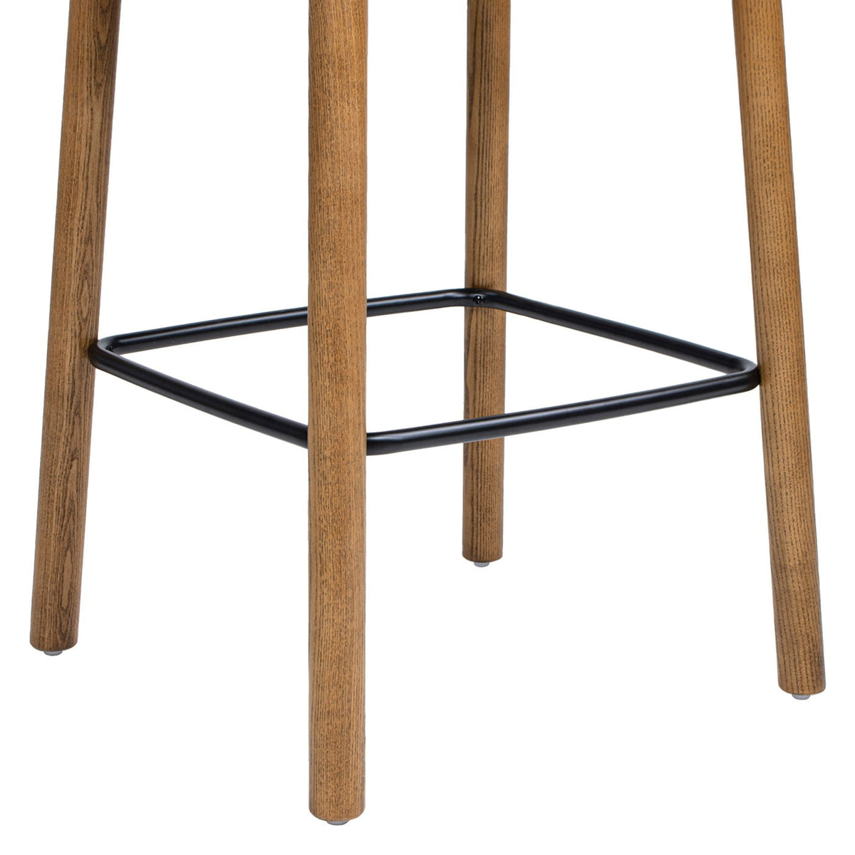 Modern Minimalist Low Back Counter Stool with Ash Wood Construction - Dark Brown Walnut