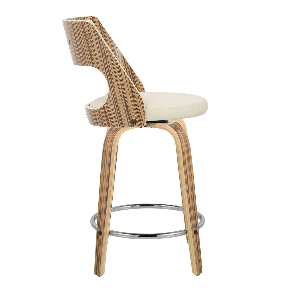 Cecina - Mid-Century Modern Fixed Height Counter Stool with Swivel