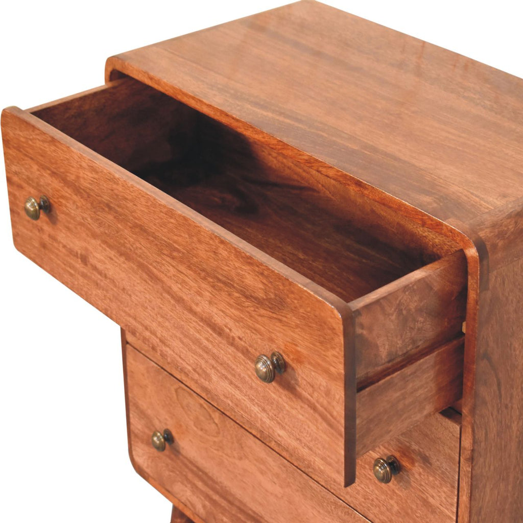 Solid Wood Curved Dresser with Modern Design - Honey Caramel