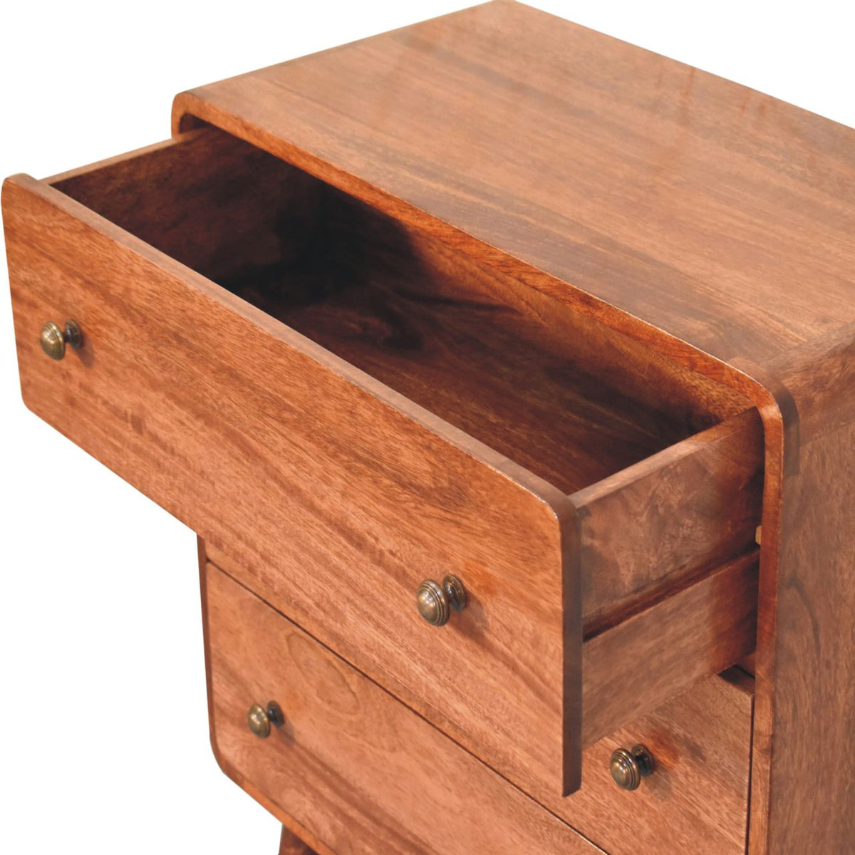 Solid Wood Curved Dresser with Modern Design - Honey Caramel