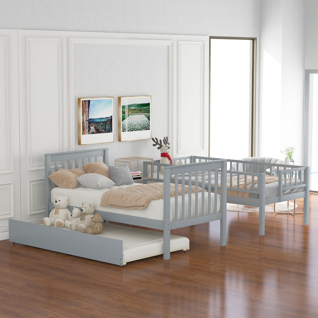 Bunk Bed with Staircase and Storage Options - Dark Gray or White