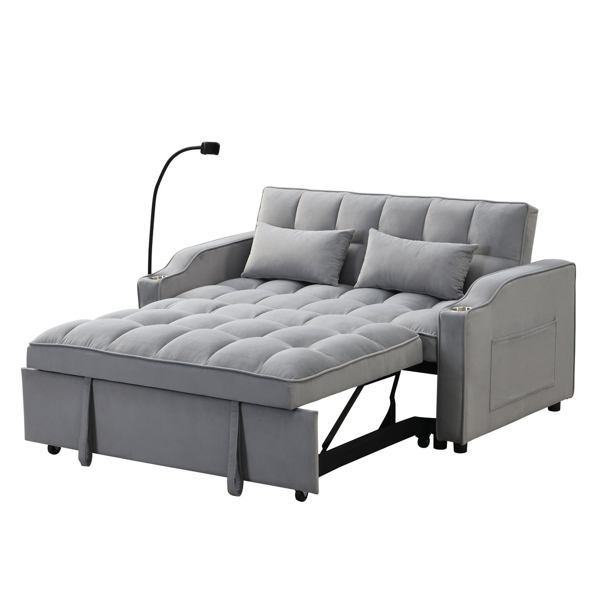 Modern Loveseat Futon Sofa with Pullout Bed and Adjustable Backrest - Multiple Colors