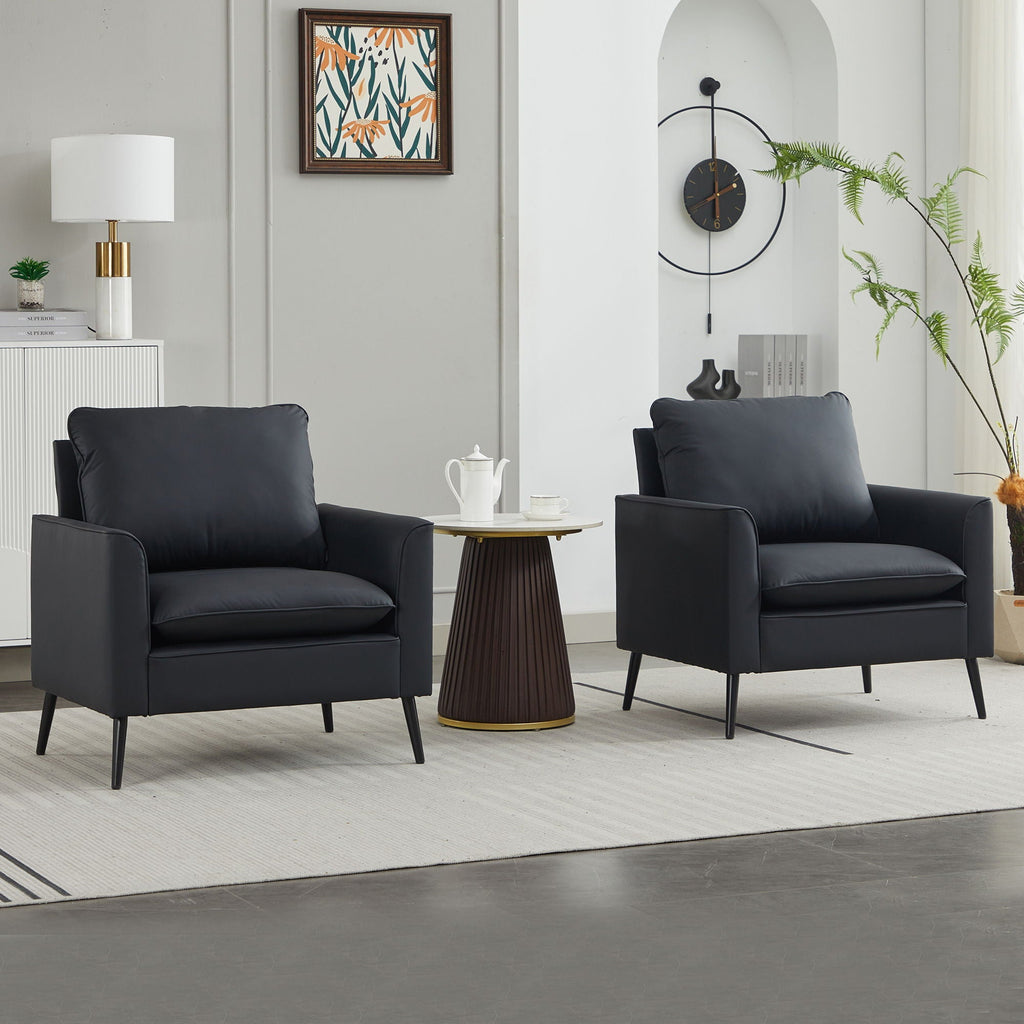 Nordic Retro Light Luxury Upholstered Sofa Chair Set of 2 with Cushions - Multiple Colors
