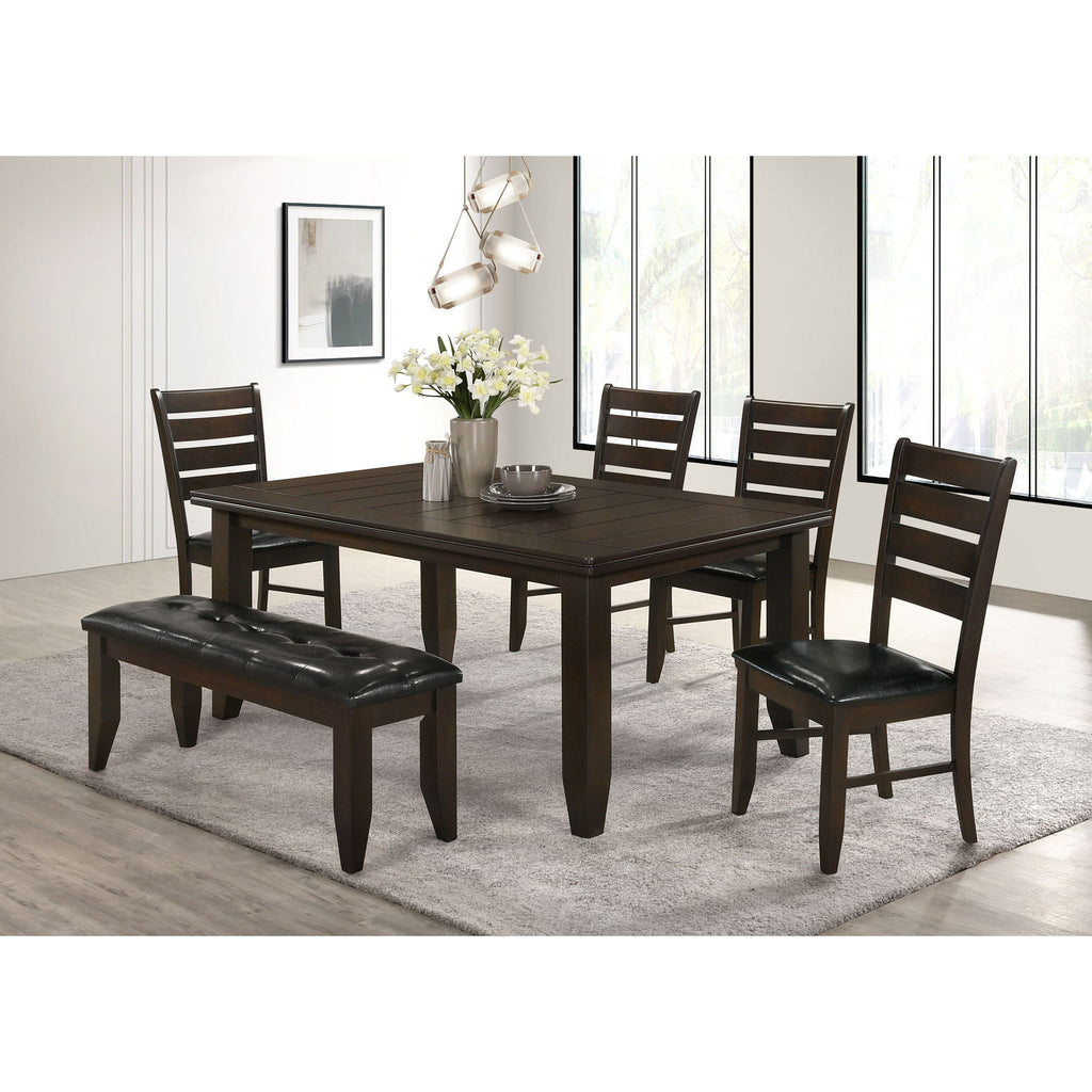 Padded Seat Dining Chairs with Tapered Slats - Set of 2, Dark Gray or Black