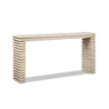 Geometric Waterfall Console Table with Solid Wood Construction - White or Light Brown