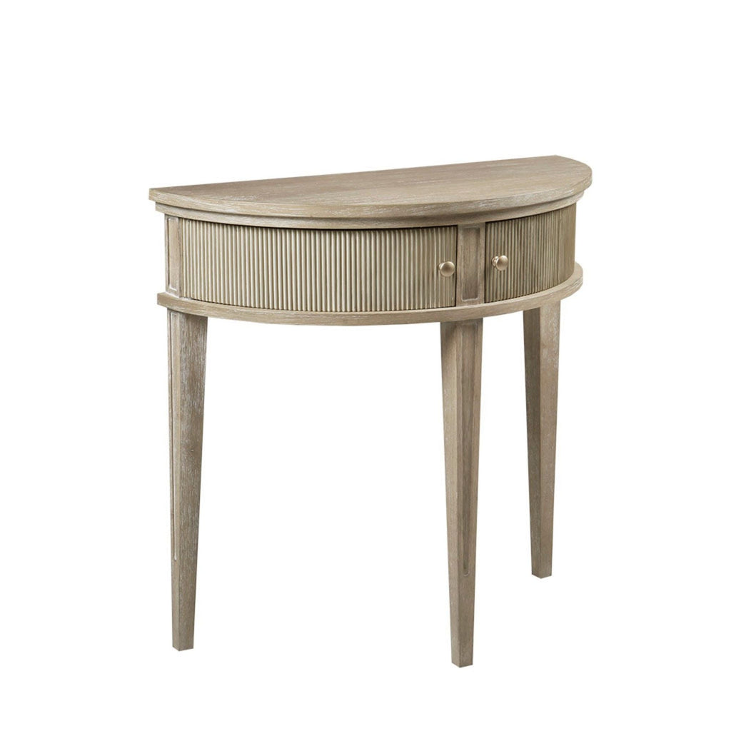 Vintage Inspired Storage Console Table with Fluted Doors - Light Brown