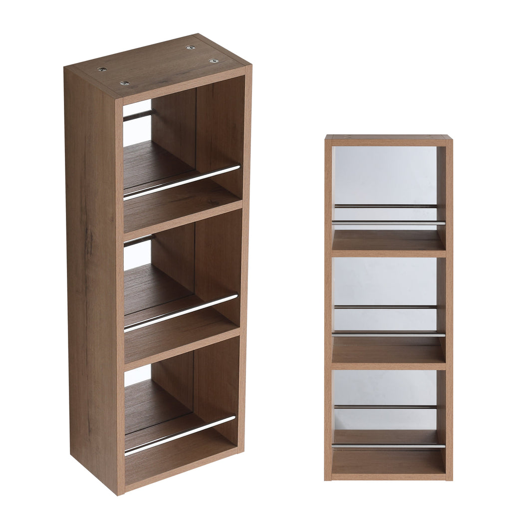 10'' Wall Mounted Bathroom Mirror Cabinet with Open Storage - Imitative Oak