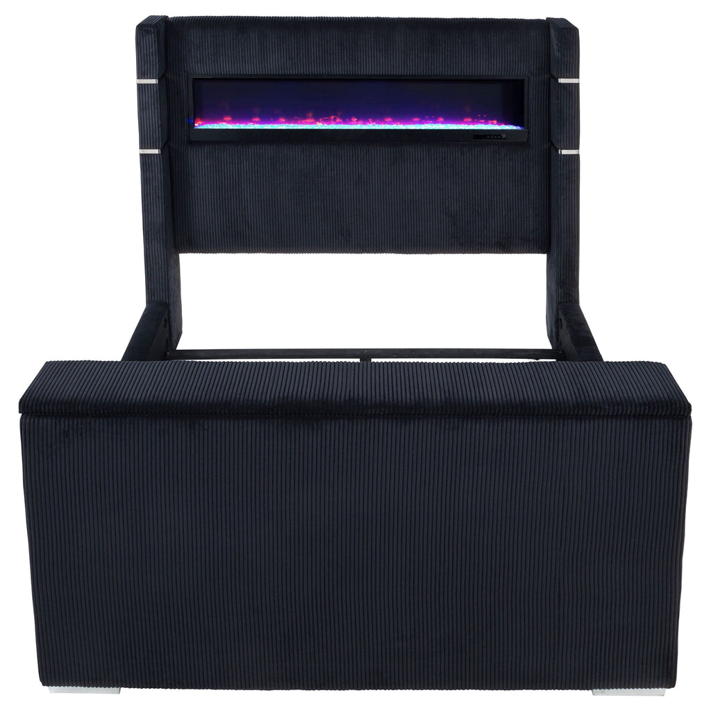 Tisdall Queen Flame Visualizer Wingback TV Bed Black