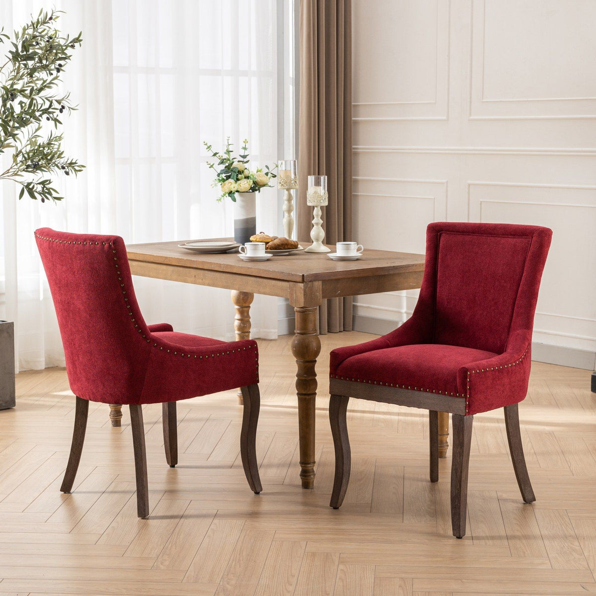 Ultra Side Dining Chair Set with Solid Wood Legs - Multiple Colors