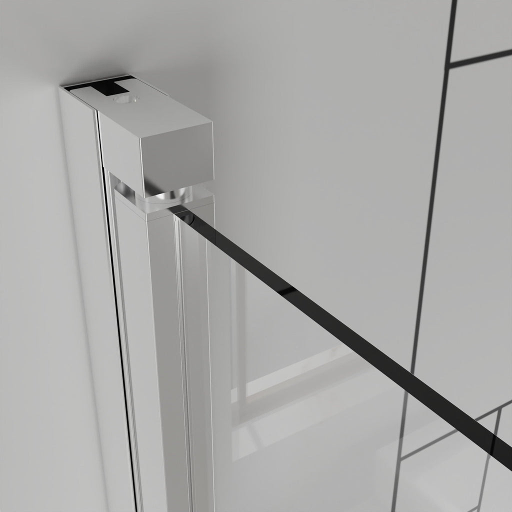 Bifold Frameless Shower Door with Tempered Clear Glass - Pearl Silver or Black