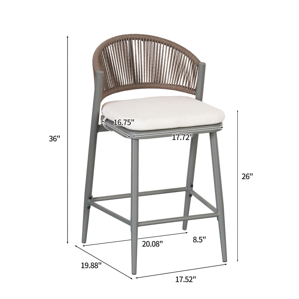 Outdoor 26" Counter Height Metal Frame Counter Stools