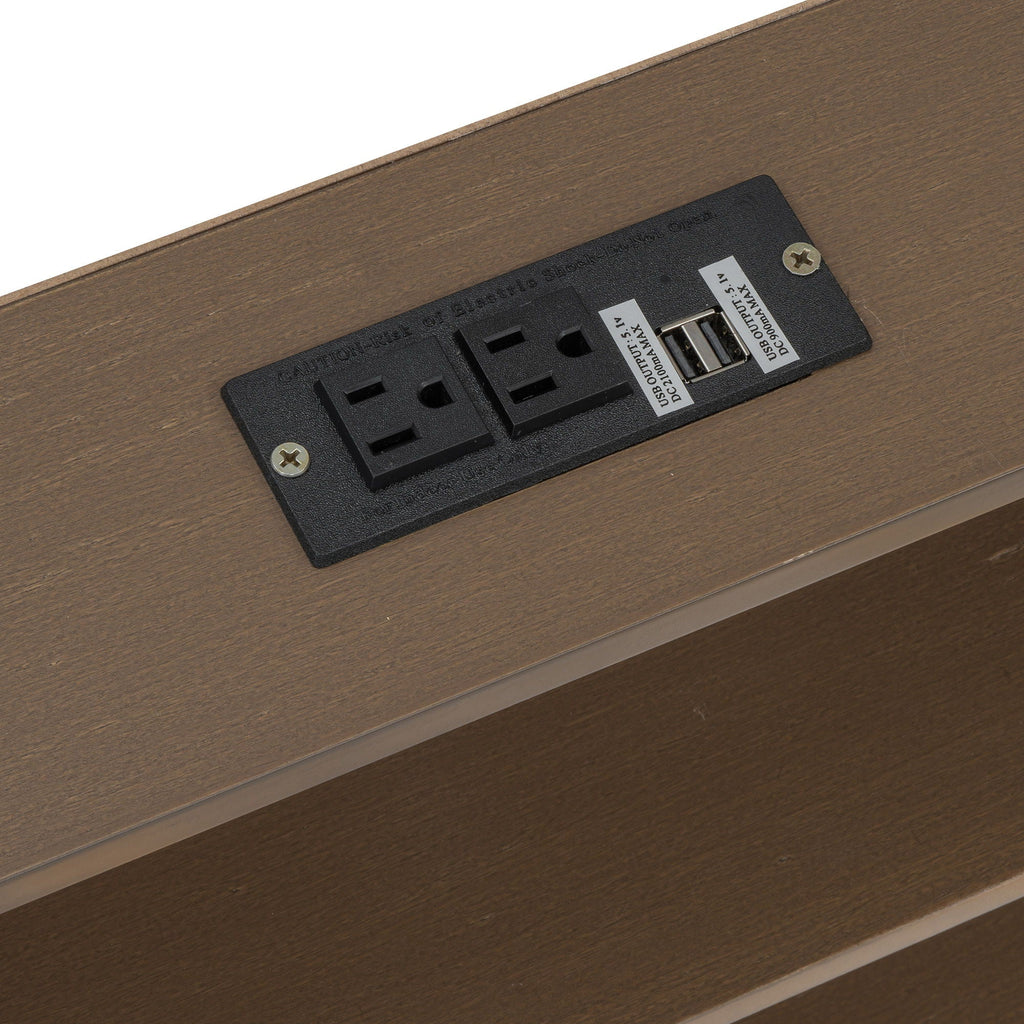 Queen Bunk Bed with Storage Cabinets and USB Ports - Dark Brown or White