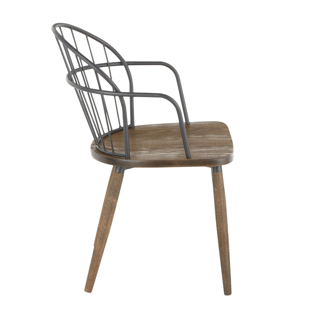 Farmhouse Office Chair with Spindle-Back Design - Dark Brown