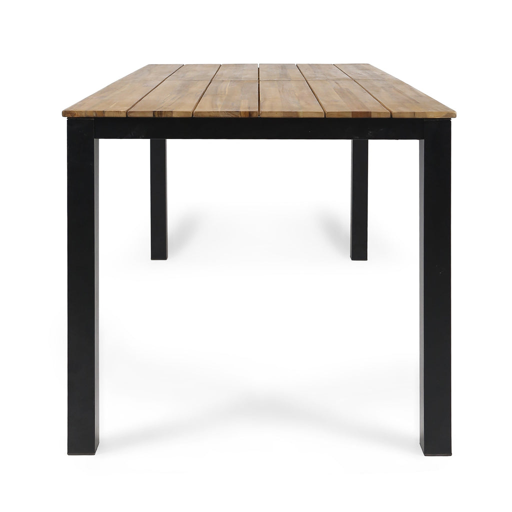 Outdoor Acacia Wood Dining Set with 71" Table & 2 Benches - Black/Teak