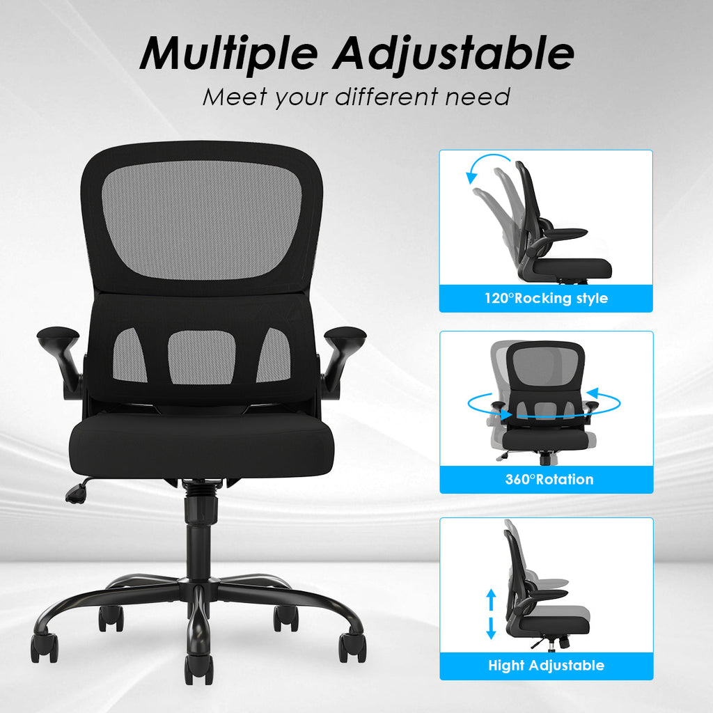Ergonomic Mesh Office Chair with Lumbar Support - Black