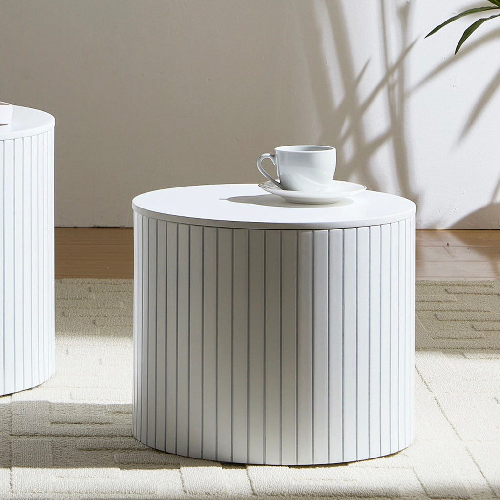 Handcrafted Nested Table Set, 2 Pieces - Black, White, or Dark Brown