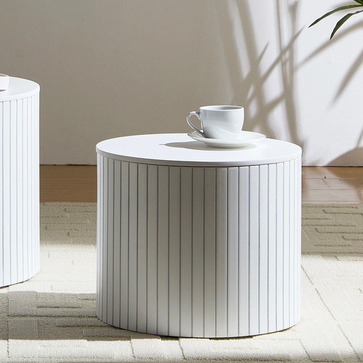 Handcrafted Nested Table Set, 2 Pieces - Black, White, or Dark Brown