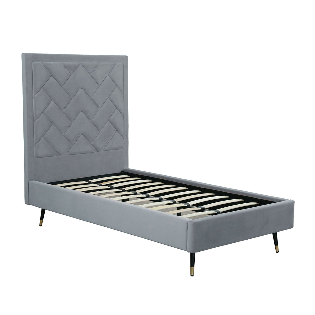 Upholstered Bed with Headboard and Slats - Multiple Colors